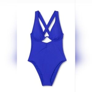 NWT Shade & Shore Royal Blue Cut Out Underwire One Piece Swimsuit